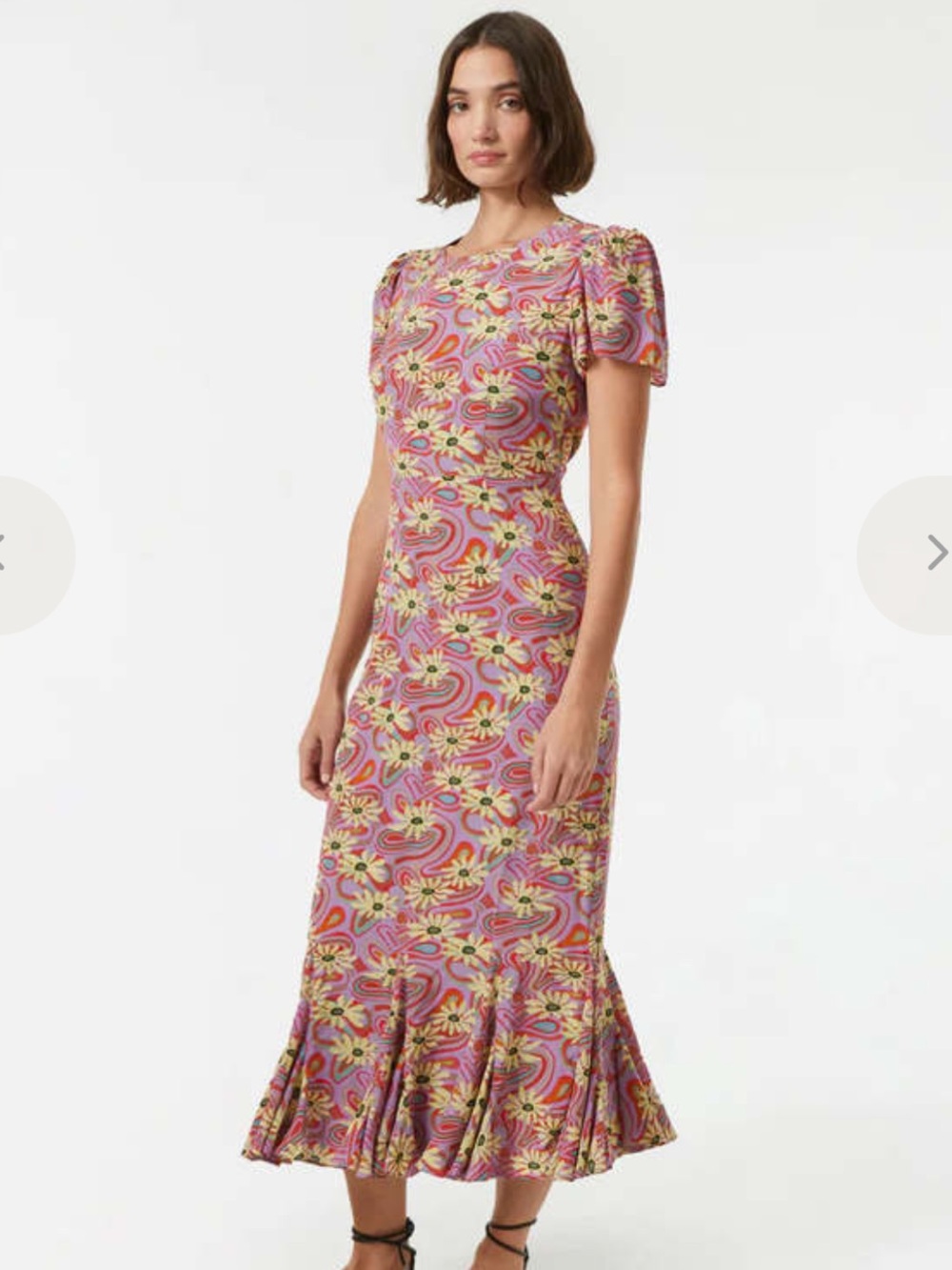 RHODE Pink Floral Swirl Maxi Dress with Puff Sleeves